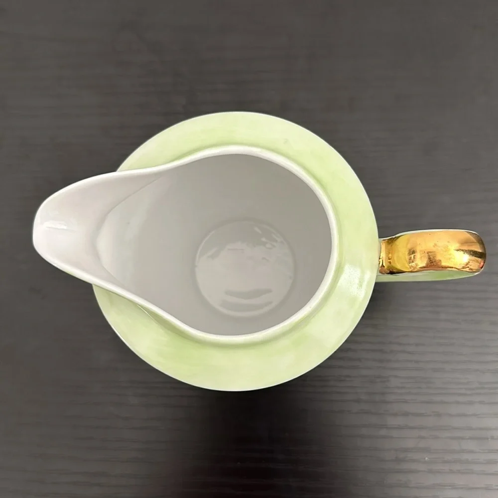 Mint Green Floral Adorned Vintage Creamer Pitcher